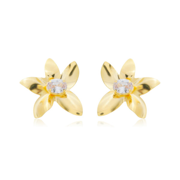 Brinco Flor com Zircônia