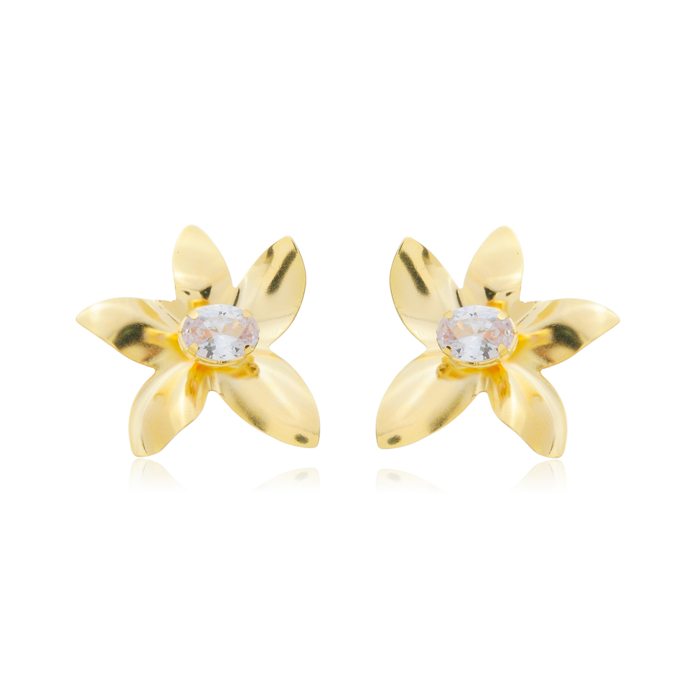 Brinco Flor com Zircônia