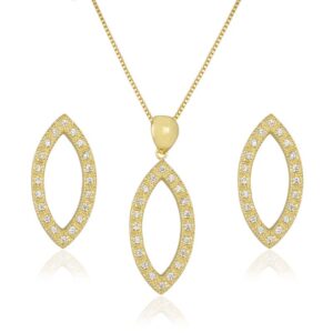 Conjunto Navete com Zircônias