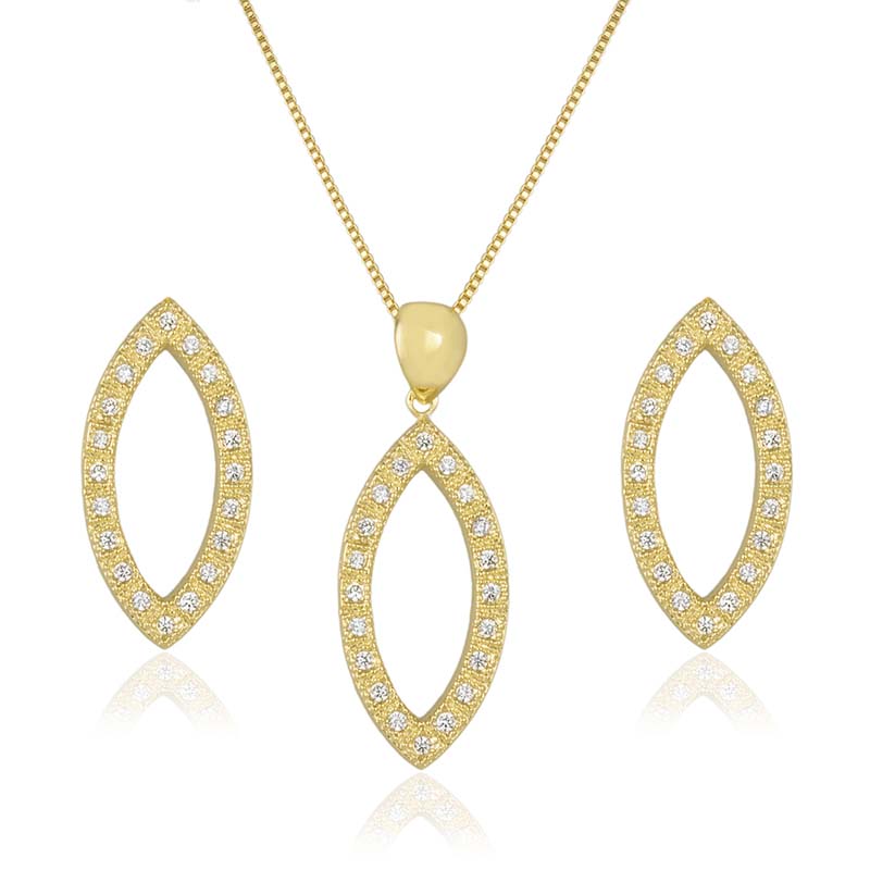 Conjunto Navete com Zircônias